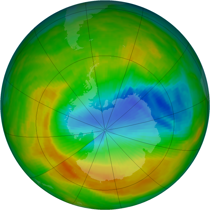 Antarctic ozone map for 13 November 1984